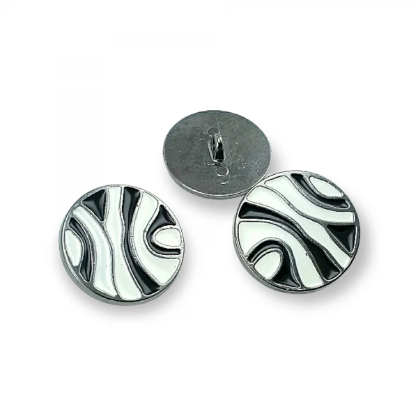Enameled Line Pattern Shank Button For Clothes Metal 28 mm 44 L B 83