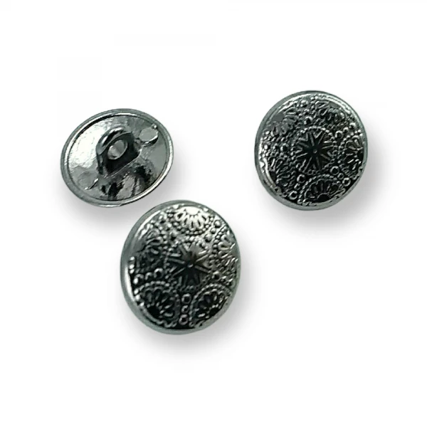 Metal Kol Düğmesi Ayaklı Düğme Motif Desenli 15 mm - 24 boy E 116