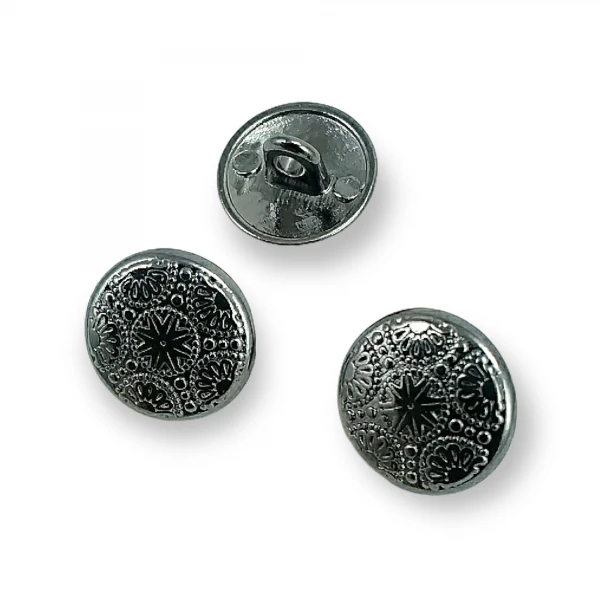 Metal Kol Düğmesi Ayaklı Düğme Motif Desenli 15 mm - 24 boy E 116