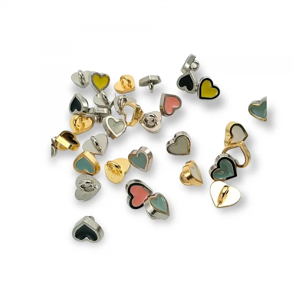 Heart Shaped Blouse and Shirt Button 8x9 mm  Enamel Shank Button E 1992