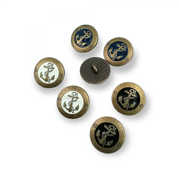 Antik Sarı Mineli Çapa Logolu Blazer Ceket Kol Düğmesi 17 mm - 28 boy E 2044 MN1