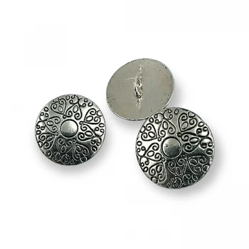 Motif Patterned Jacket and Coat Shank Button Metal 22,5 mm 36 L E 378