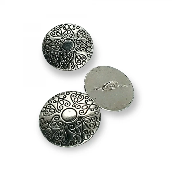 Motif Patterned Jacket and Coat Shank Button Metal 22,5 mm 36 L E 378