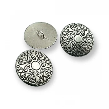 Motif Patterned Jacket and Coat Shank Button Metal 22,5 mm 36 L E 378