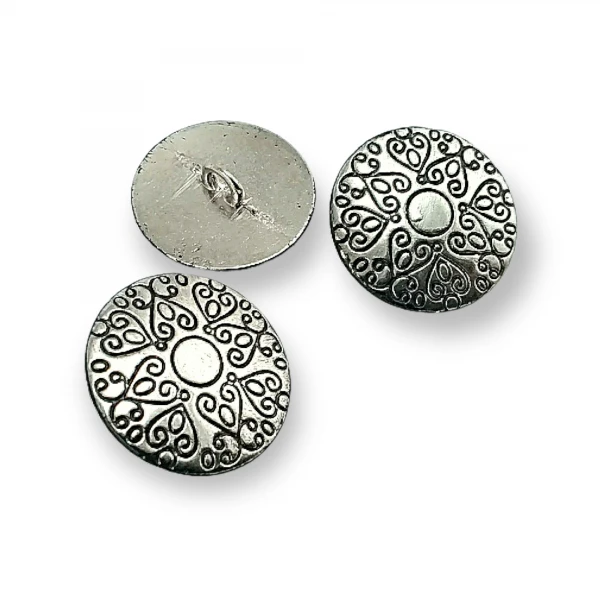 Motif Patterned Jacket and Coat Shank Button Metal 22,5 mm 36 L E 378