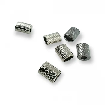 Cord End Hole 4 mm Length 11 mm Patterned Metal E 1508