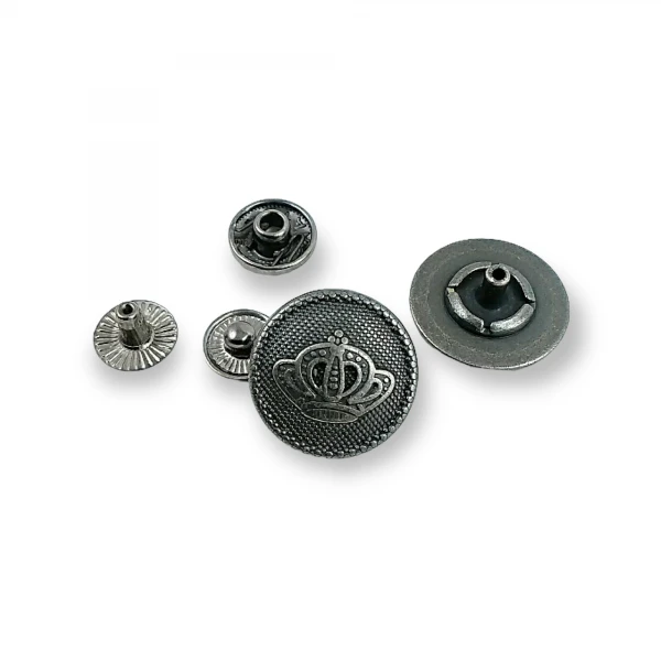 Taç Logolu Zamak Çıtçıt Düğme 18 mm - 29 boy E 1466 V1