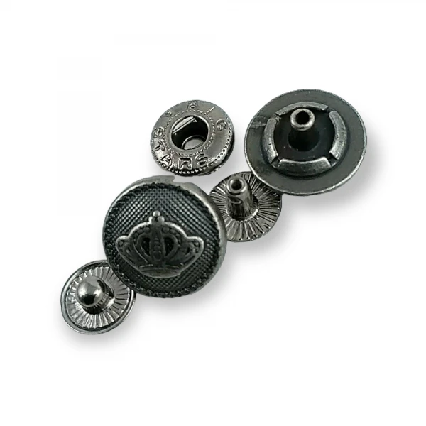 Crown Logo Snap Fasteners Button 15 mm - 24 L E 1467 Crown Logo Snap Fasteners Button 15 mm - 24 L E 1467