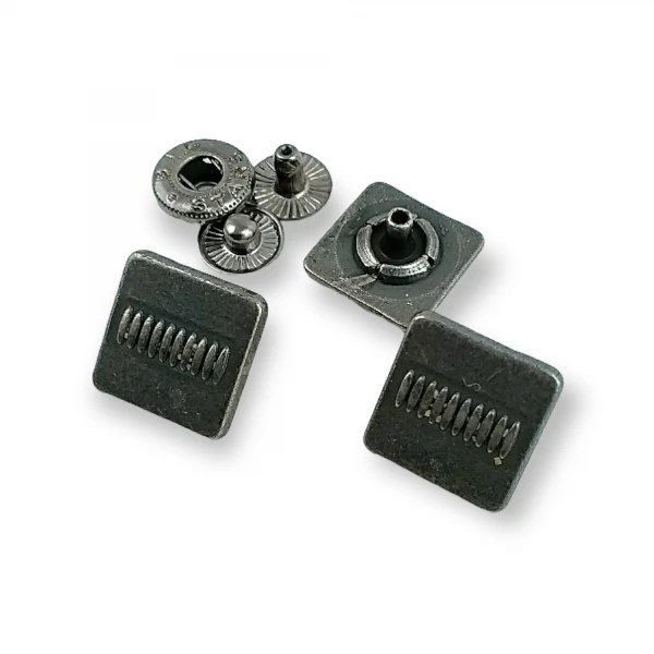 Snap Fasteners Square Shape Patterned 15 x 15 mm E 170