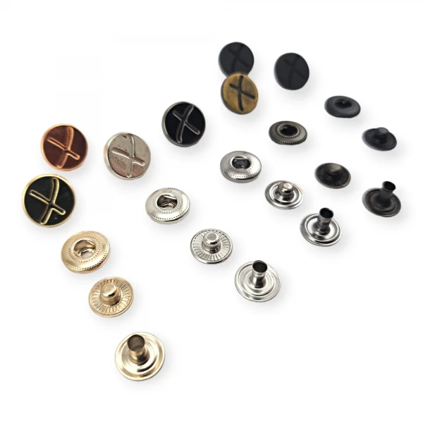 X Patterned Metal Snap Fasteners Button 15 mm 27 L E 521 X Patterned Metal Snap Fasteners Button 15 mm 27 L E 521
