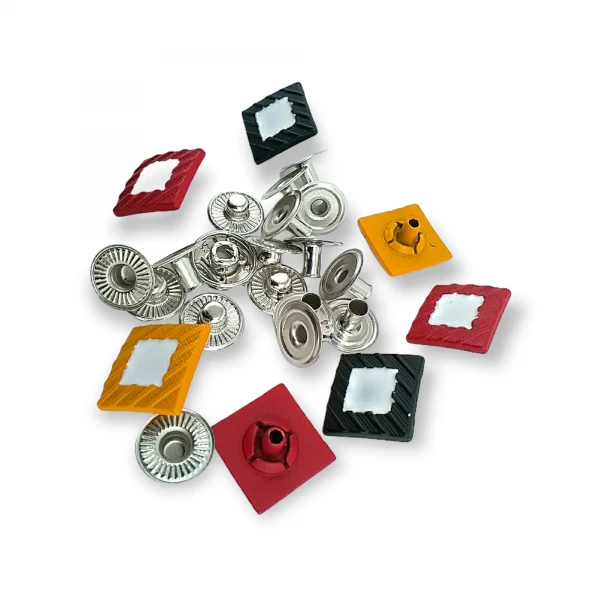 Enameled and Dyed Square Snap Button 14 x 14 mm Metal E 618 MN Enameled and Dyed Square Snap Button 14 x 14 mm Metal E 618 MN