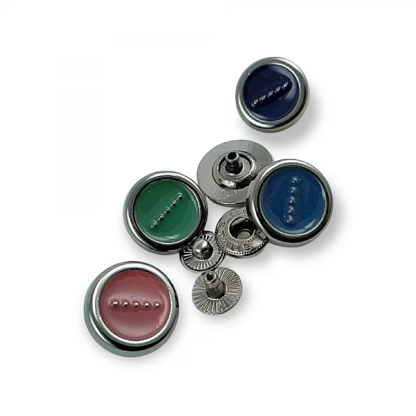 Snap Button Enamel and Dotted Design 15 mm - 24 L E 666 Snap Button Enamel and Dotted Design 15 mm - 24 L E 666