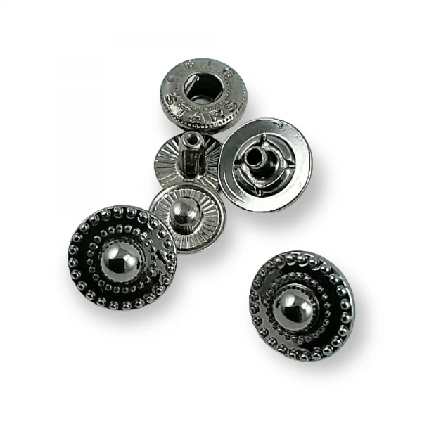 Patterned Zamak Snap Fasteners Button 12 mm - 18 L E 768 Patterned Zamak Snap Fasteners Button 12 mm - 18 L E 768