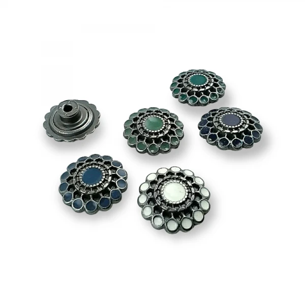 Denim Button Enamel Decorative Flower Pattern 20 mm 32 L E 1032 Denim Button Enamel Decorative Flower Pattern 20 mm 32 L E 1032