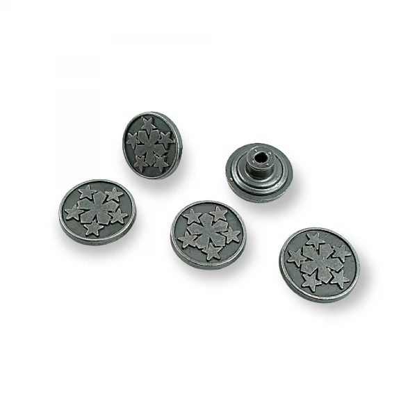 Yıldız Desenli Kot Düğmesi 17 mm - 28 Boy E 1378 Yıldız Desenli Kot Düğmesi 17 mm - 28 Boy E 1378