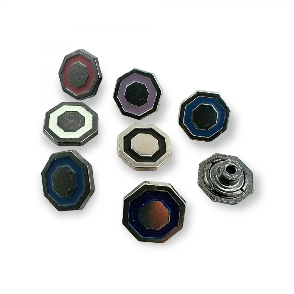 Octagonal Design and Enamel Jeans Button 17 mm 28 L E 863 Octagonal Design and Enamel Jeans Button 17 mm 28 L E 863