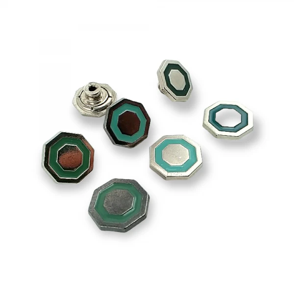 Octagonal Design and Enamel Jeans Button 17 mm 28 L E 863 Octagonal Design and Enamel Jeans Button 17 mm 28 L E 863