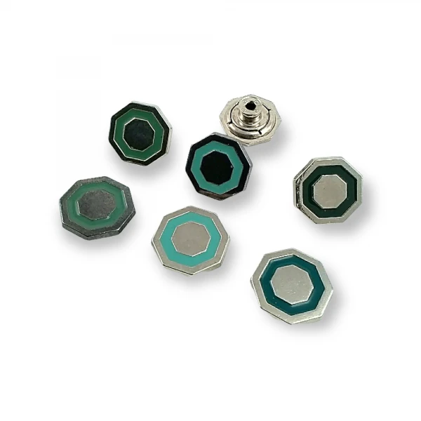 Octagonal Design and Enamel Jeans Button 17 mm 28 L E 863 Octagonal Design and Enamel Jeans Button 17 mm 28 L E 863