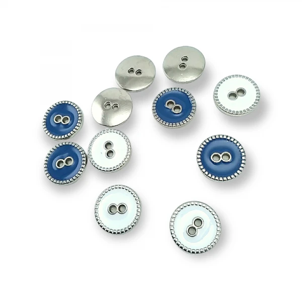 2 Holes Enameled Sewing Button Edge Patterned 15 mm 24 L E 1359