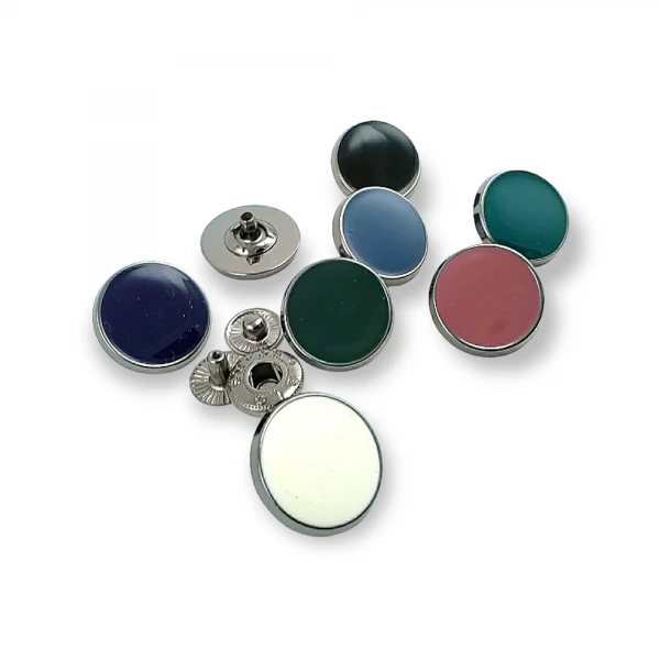 Enamel Snap Fasteners Flat Coin Shape 18 mm - 29 L E 1002 MN Enamel Snap Fasteners Flat Coin Shape 18 mm - 29 L E 1002 MN