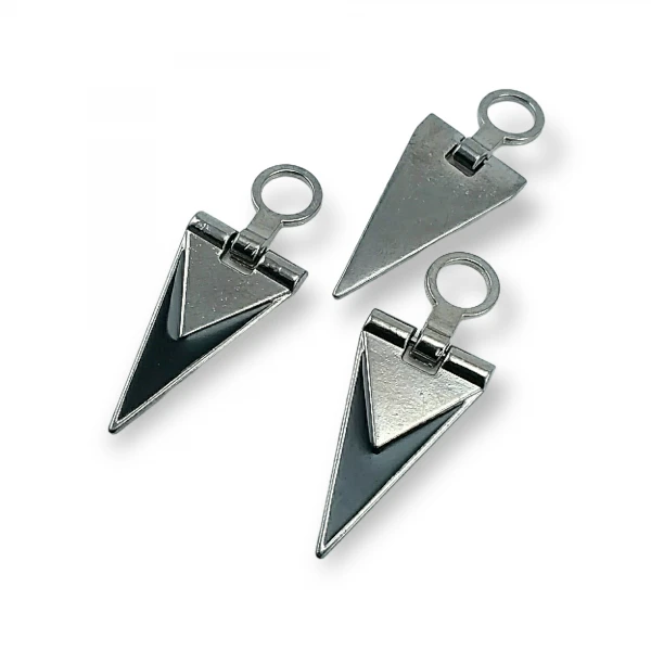 Zipper Pull 4 cm With Black Epoxy Triangle Shape Zipper Pulls for Coats and Jackets E 1787