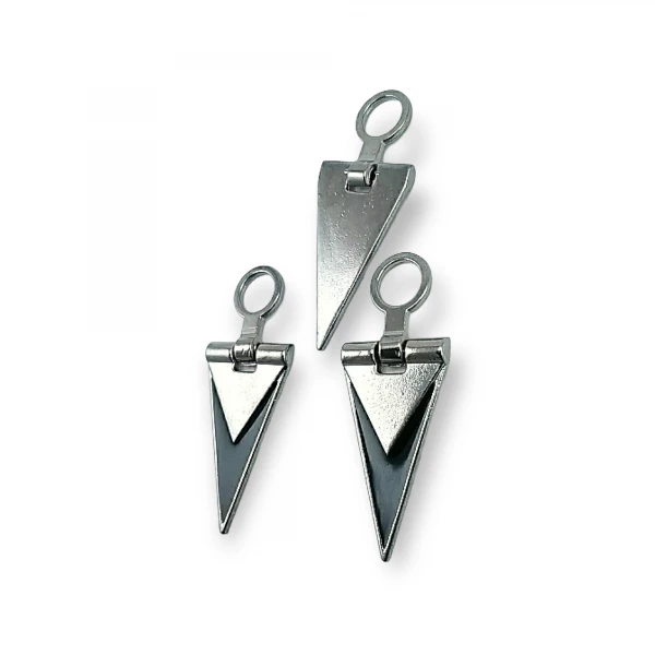 Zipper Pull 4 cm With Black Epoxy Triangle Shape Zipper Pulls for Coats and Jackets E 1787