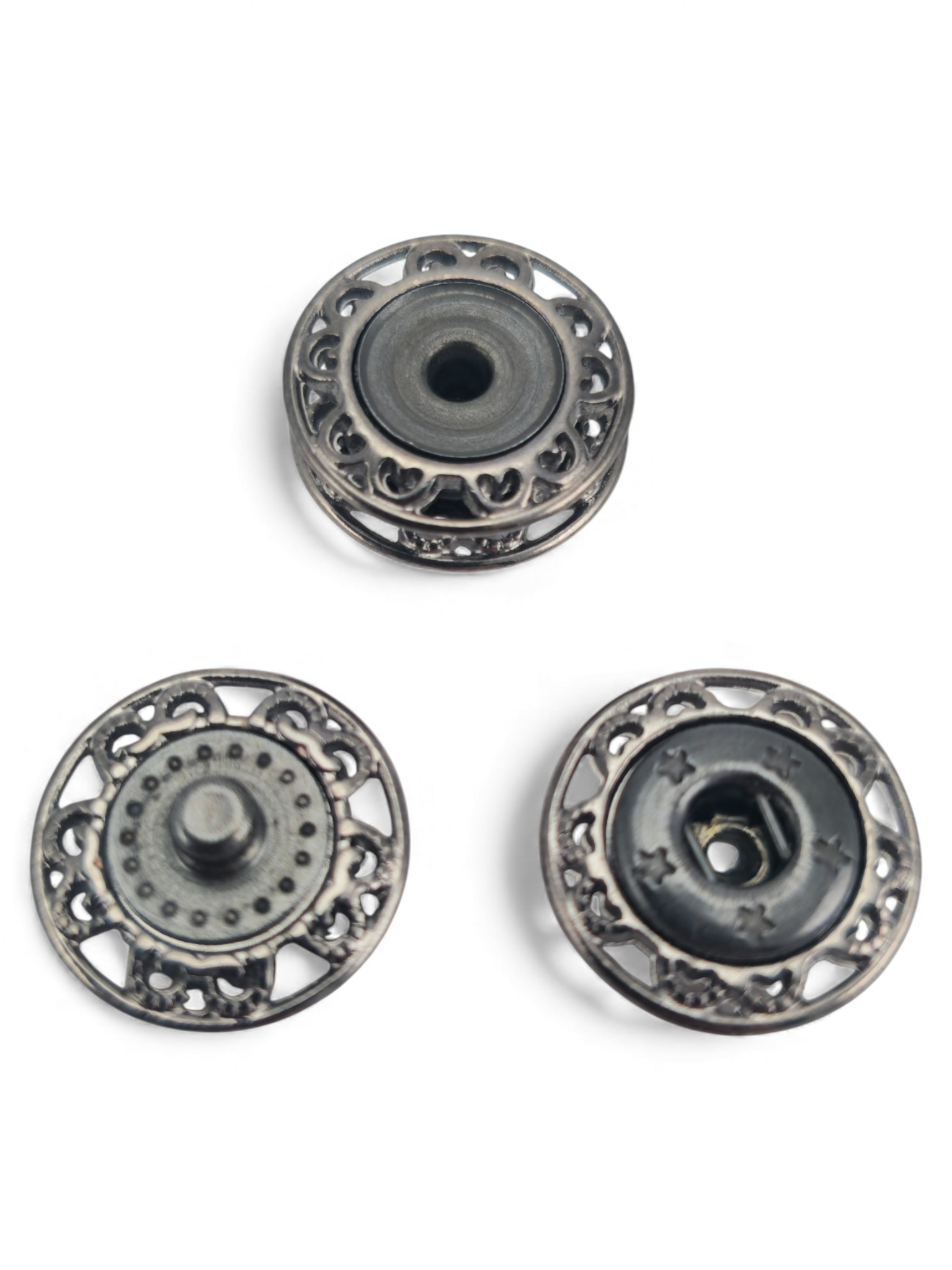 Floral patterned – star motif decorative patterned snap fastener 15.7 mm 26 L