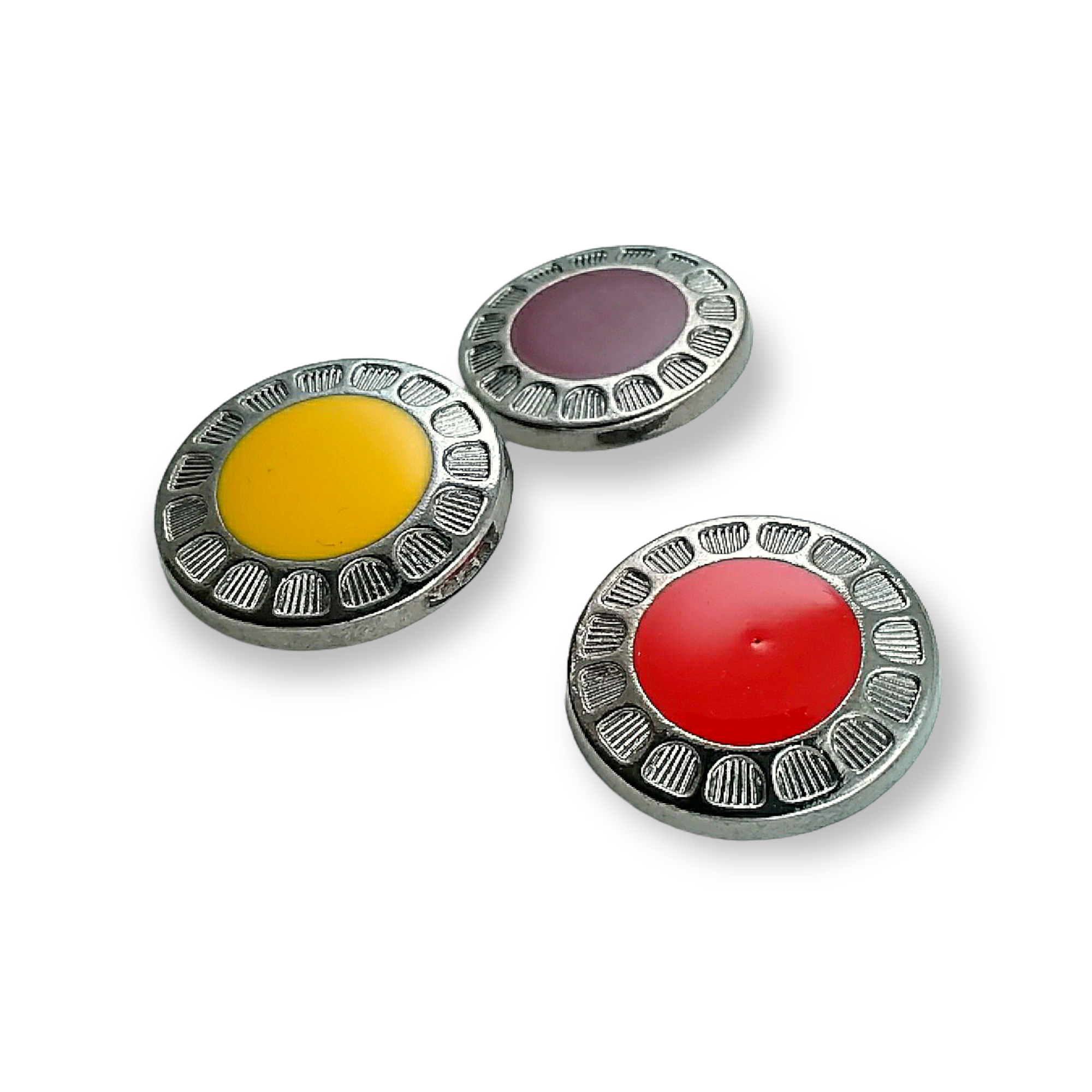 Enamel Shank Button 27 mm - 48 L Zamak Metal Edge Pattern B 75 Enamel Shank Button 27 mm - 48 L Zamak Metal Edge Pattern B 75