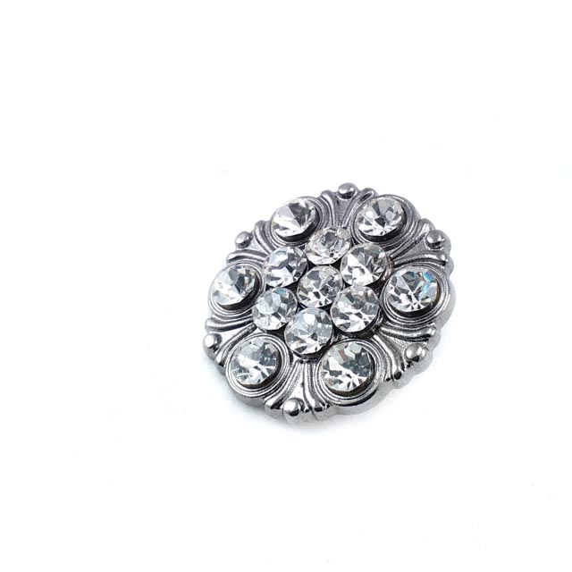 28 mm Rhinestone / Crystal Detail Shank Button front and detail view