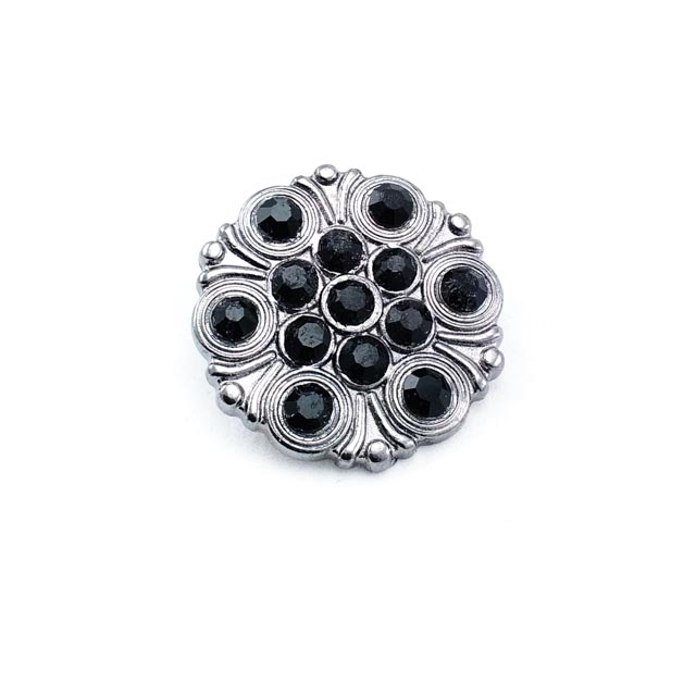 28 mm Rhinestone / Crystal Detail Shank Button front and detail view