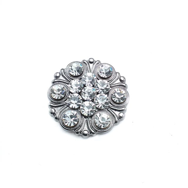 28 mm Rhinestone / Crystal Detail Shank Button front and detail view