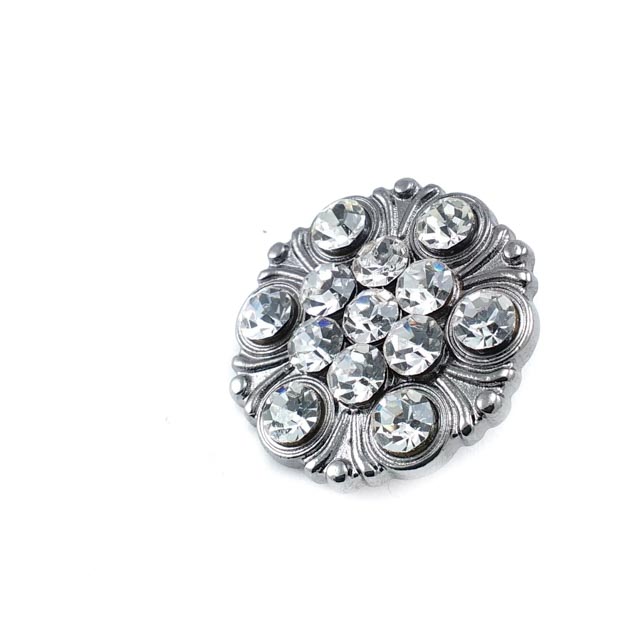 28 mm Rhinestone / Crystal Detail Shank Button front and detail view