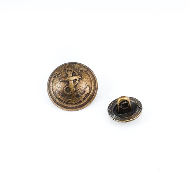 12 mm - 19 L  Ship Anchor Design Metal Shank Button