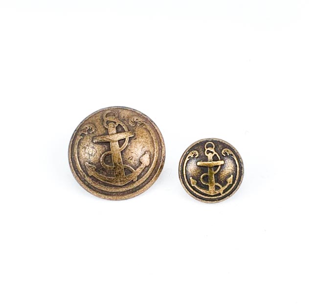 12 mm - 19 L  Ship Anchor Design Metal Shank Button