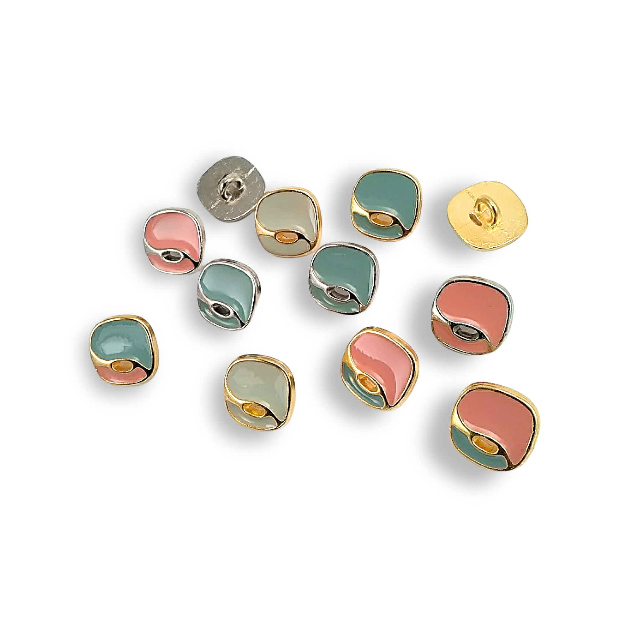 Enamel Shank Button Aesthetic Zamak Button 14 x 14 mm E 1129