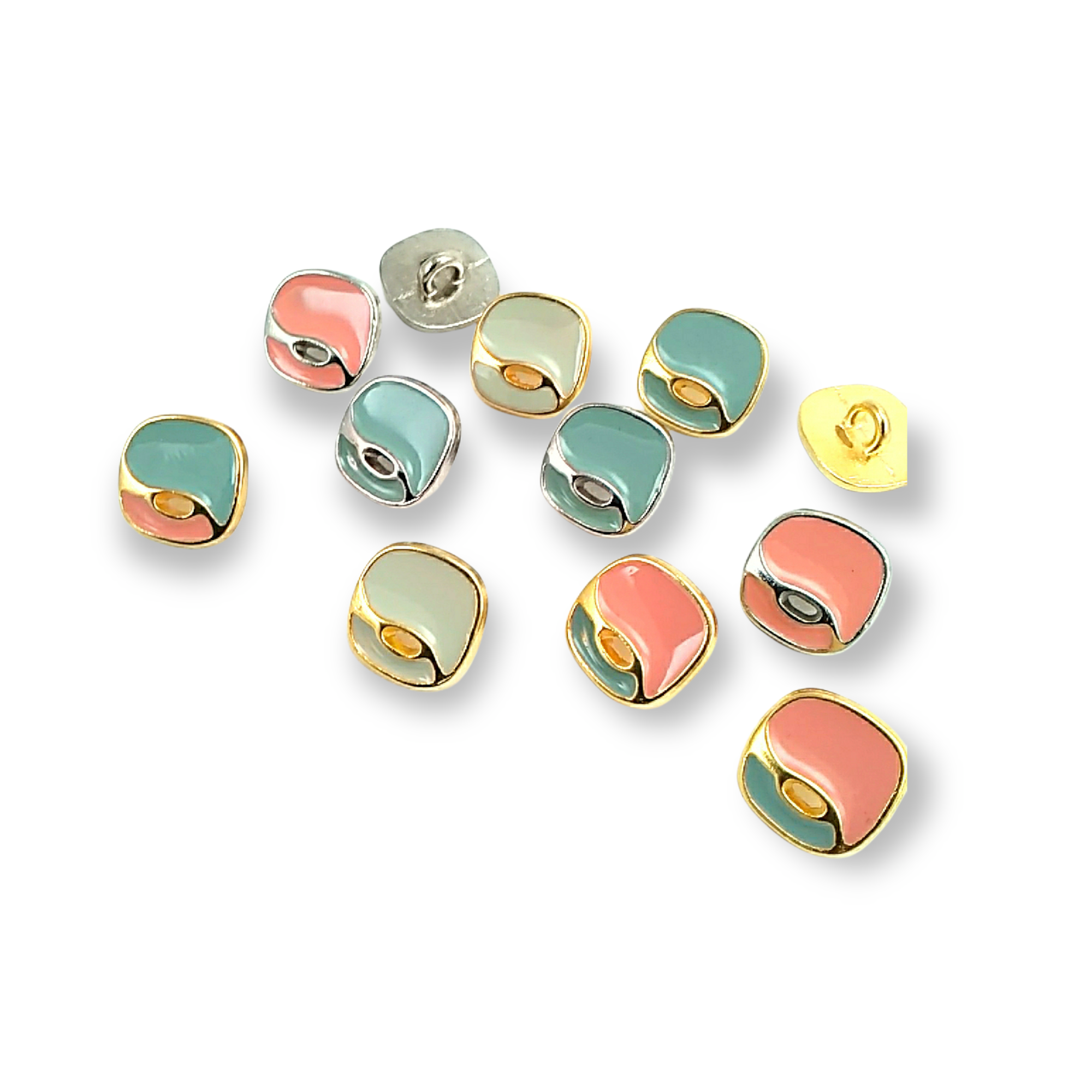 Enamel Shank Button Aesthetic Zamak Button 14 x 14 mm E 1129