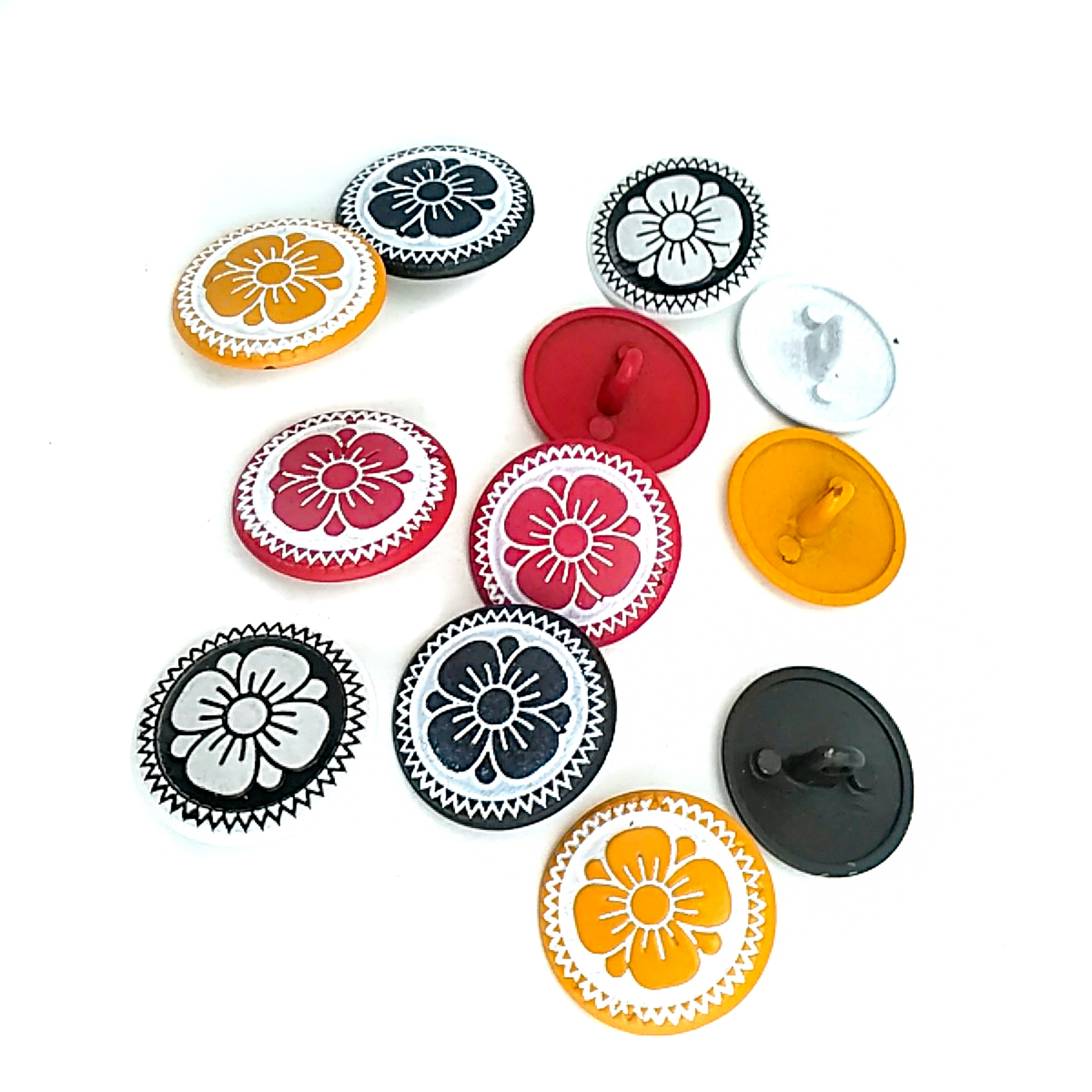 Kid's Buttons Sewing Metal Shank Button Colored Daisy Patterned 15 mm - 24 L E 114 MN Kid's Buttons Sewing Metal Shank Button Colored Daisy Patterned 15 mm - 24 L E 114 MN