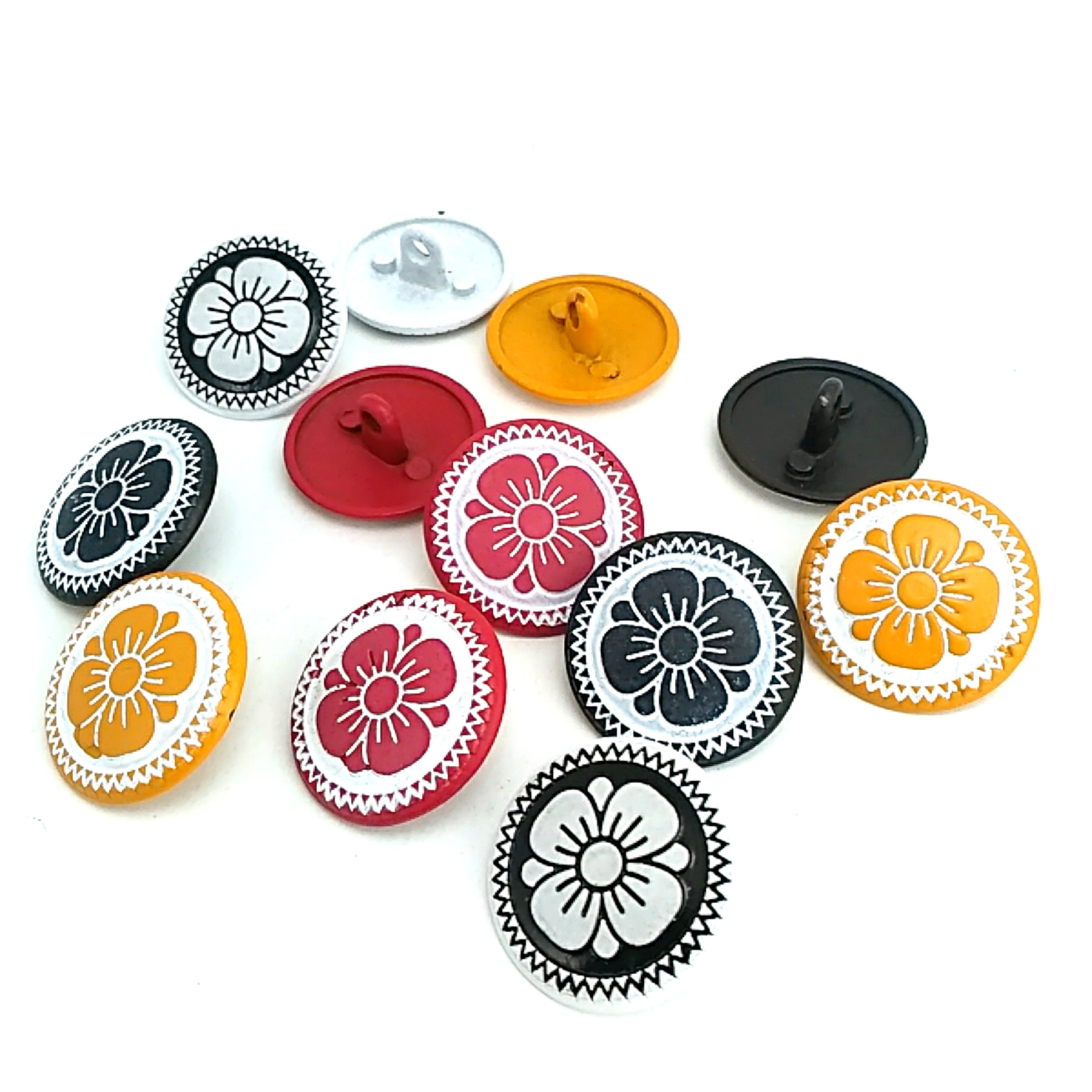 Kid's Buttons Sewing Metal Shank Button Colored Daisy Patterned 15 mm - 24 L E 114 MN