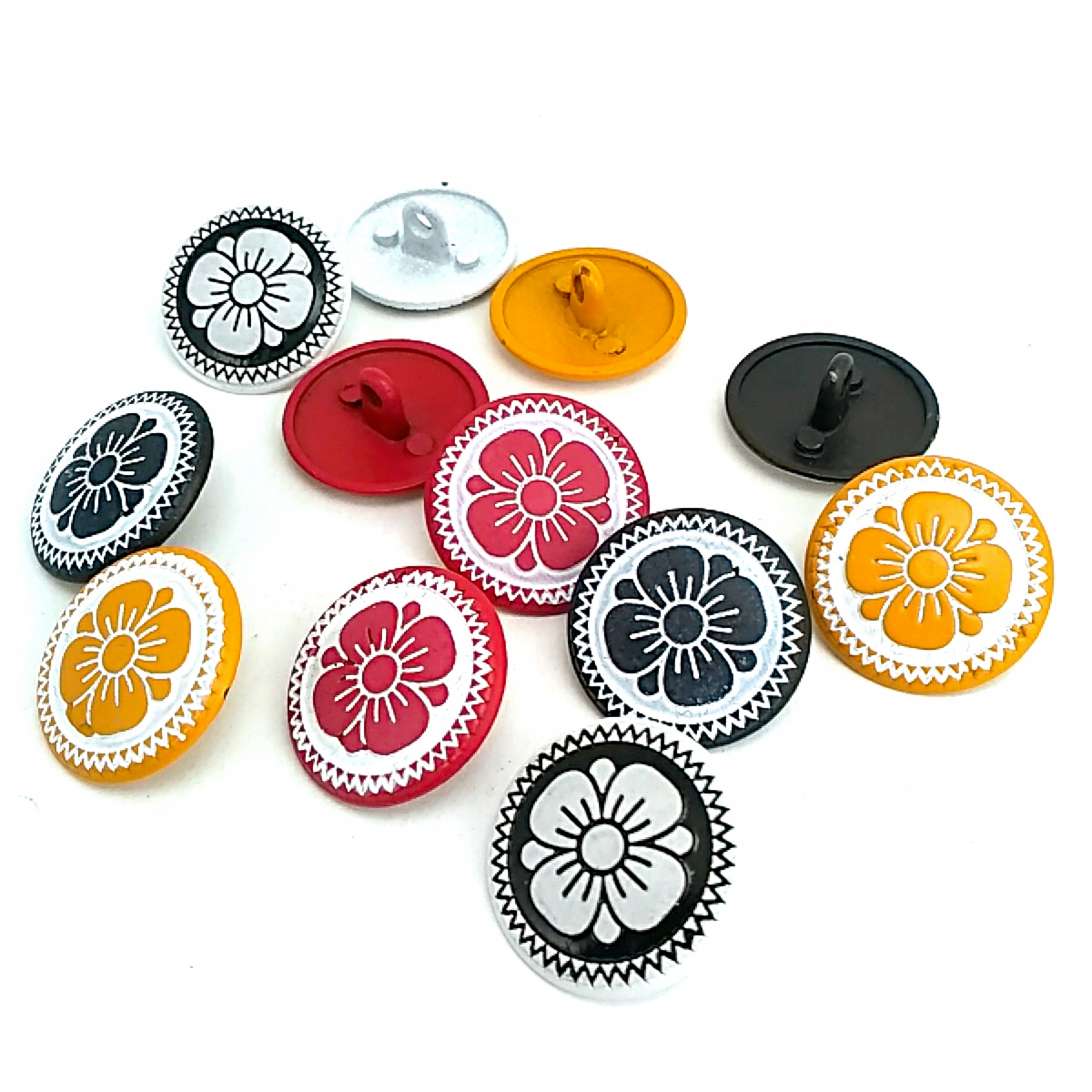 Kid's Buttons Sewing Metal Shank Button Colored Daisy Patterned 15 mm - 24 L E 114 MN