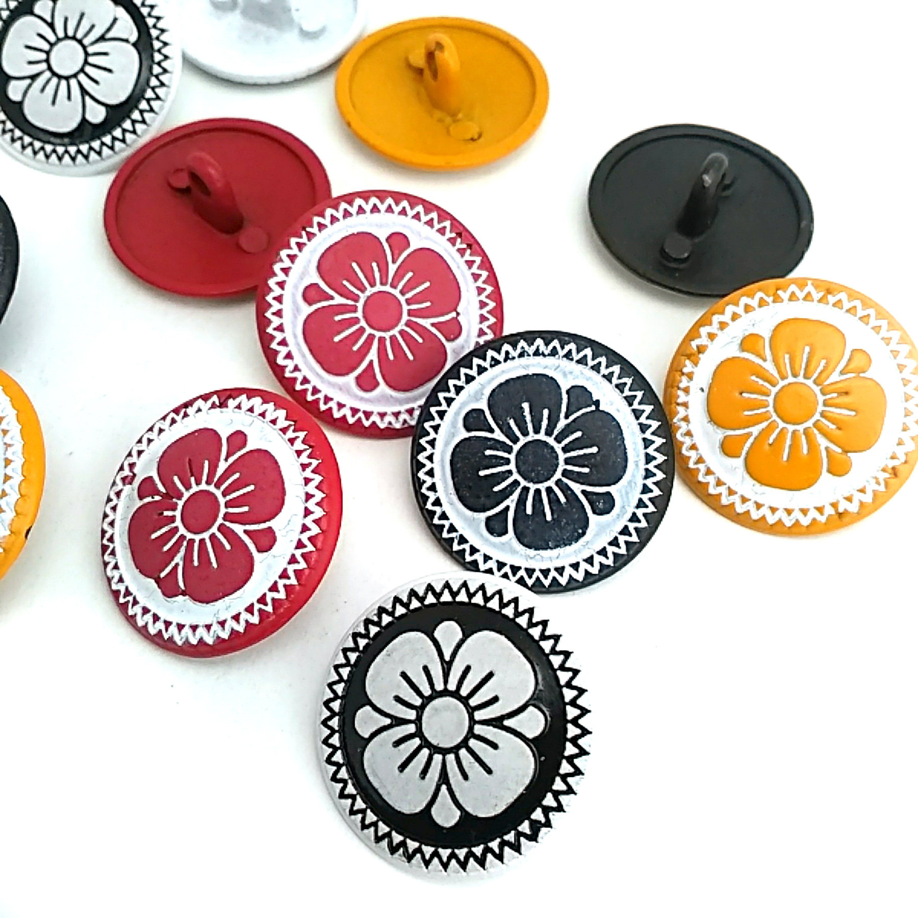 Kid's Buttons Sewing Metal Shank Button Colored Daisy Patterned 15 mm - 24 L E 114 MN