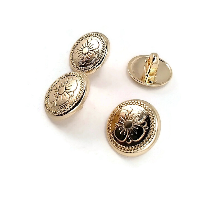 Shank Button Metal Daisy Patterned 15 mm - 24 L E 114 Shank Button Metal Daisy Patterned 15 mm - 24 L E 114