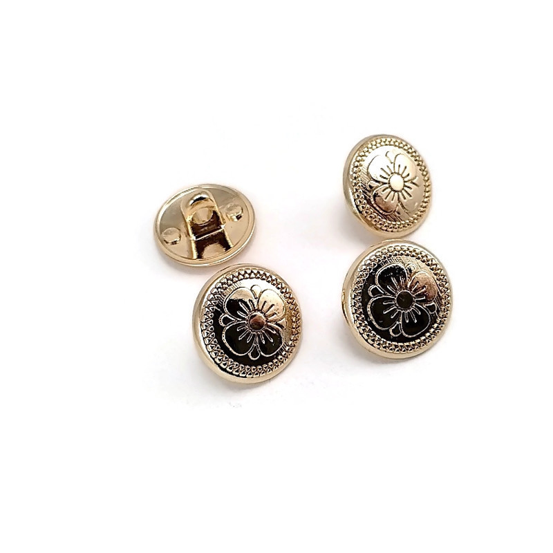 Shank Button Metal Daisy Patterned 15 mm - 24 L E 114 Shank Button Metal Daisy Patterned 15 mm - 24 L E 114