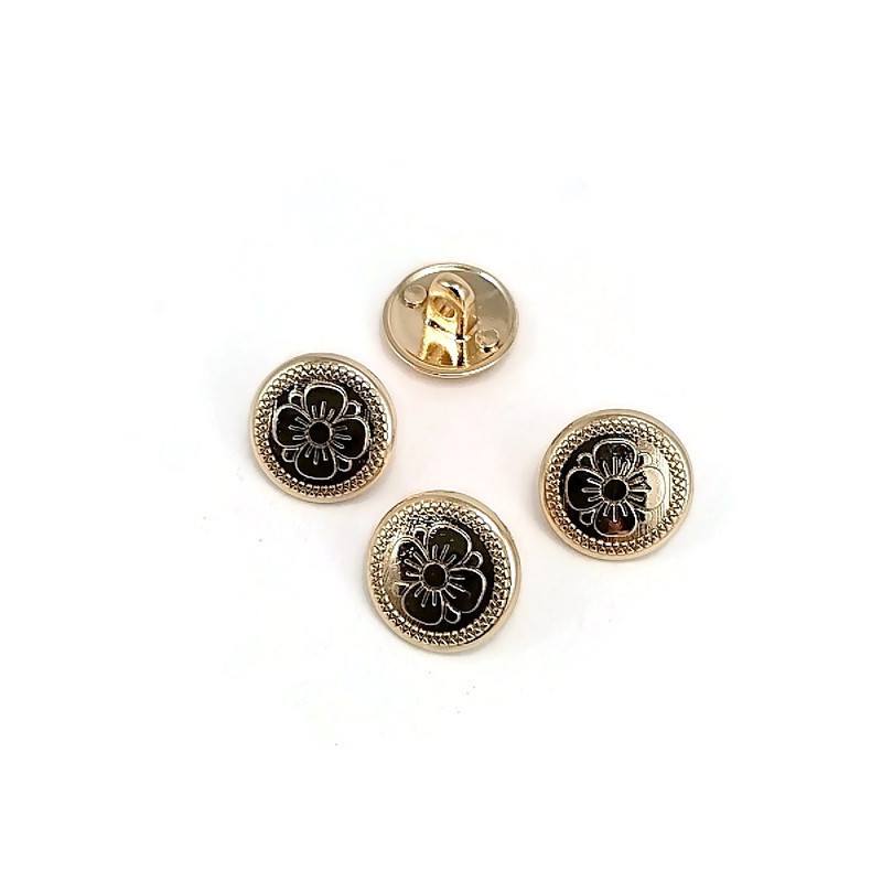 Shank Button Metal Daisy Patterned 15 mm - 24 L E 114 Shank Button Metal Daisy Patterned 15 mm - 24 L E 114