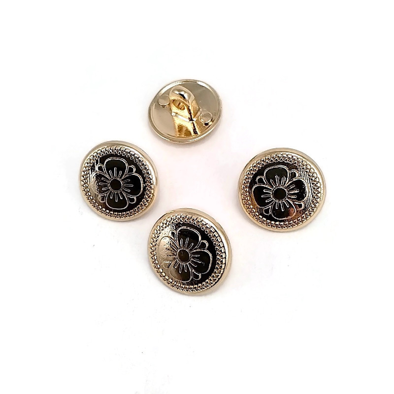 Shank Button Metal Daisy Patterned 15 mm - 24 L E 114 Shank Button Metal Daisy Patterned 15 mm - 24 L E 114