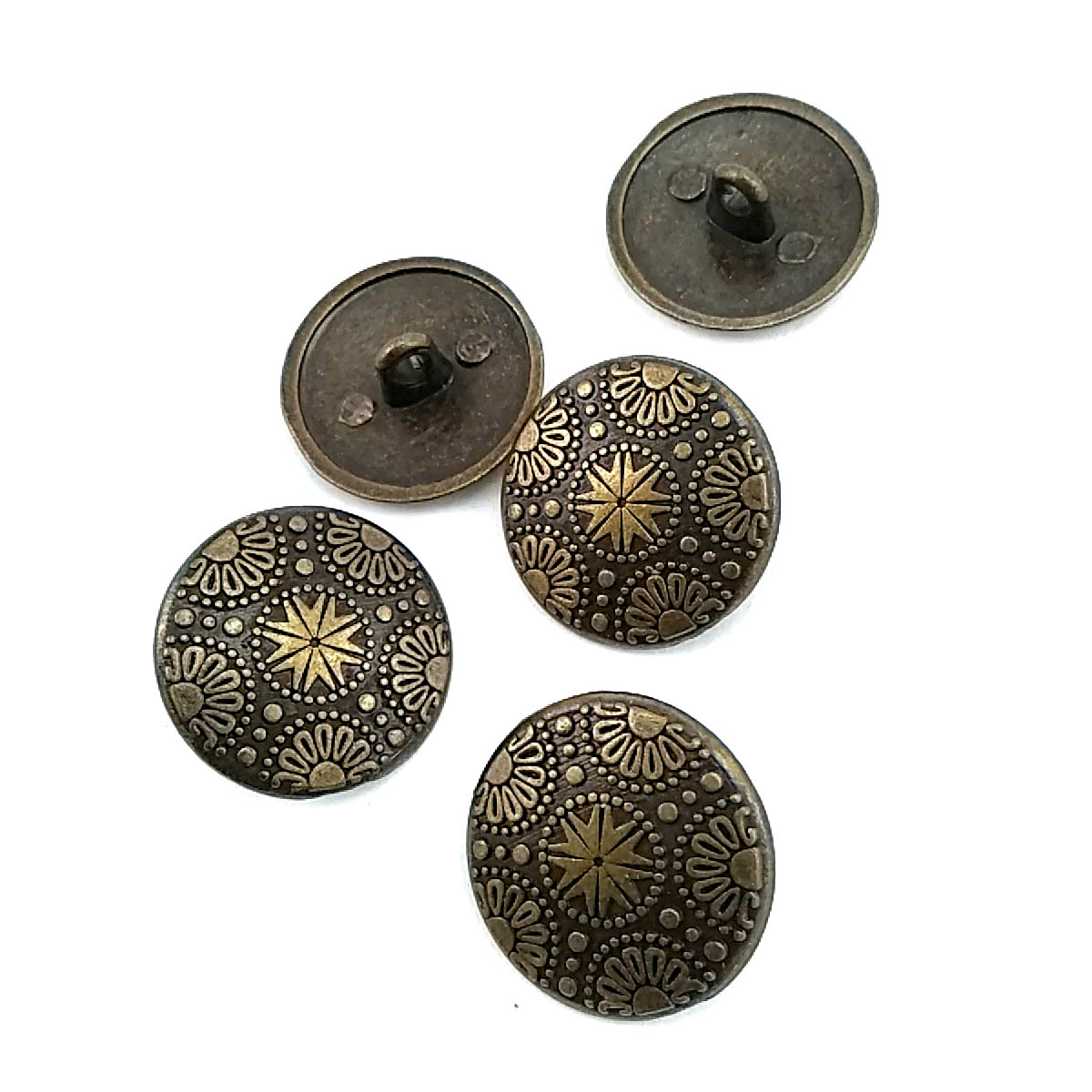 Motif Patterned Metal Shank Button 20 mm - 32 L E 115 Motif Patterned Metal Shank Button 20 mm - 32 L E 115