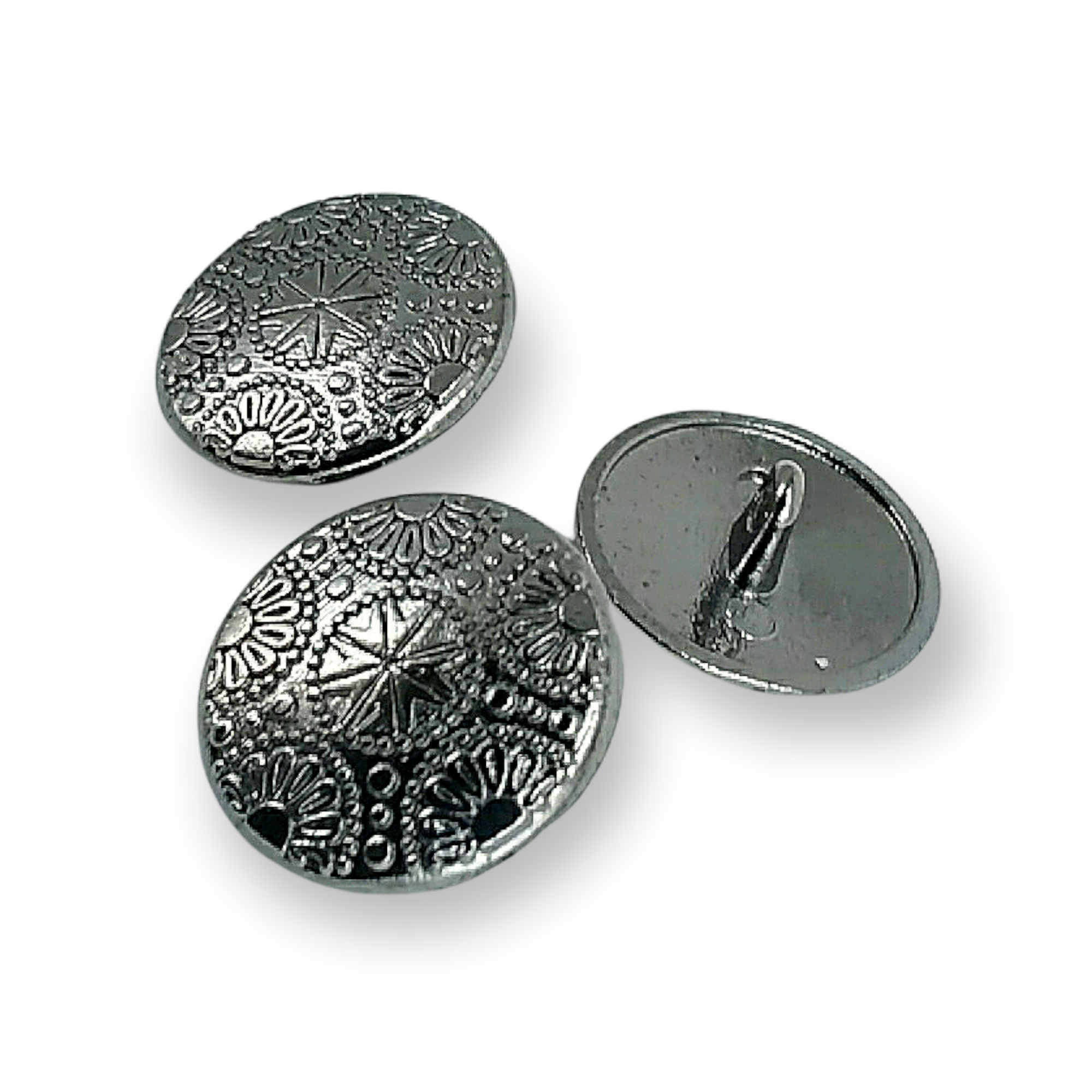 Motif Patterned Metal Shank Button 20 mm - 32 L E 115 Motif Patterned Metal Shank Button 20 mm - 32 L E 115