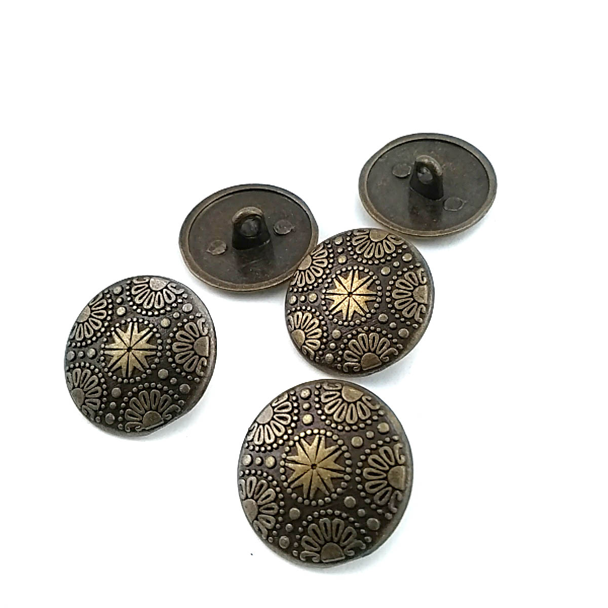 Motif Patterned Metal Shank Button 20 mm - 32 L E 115