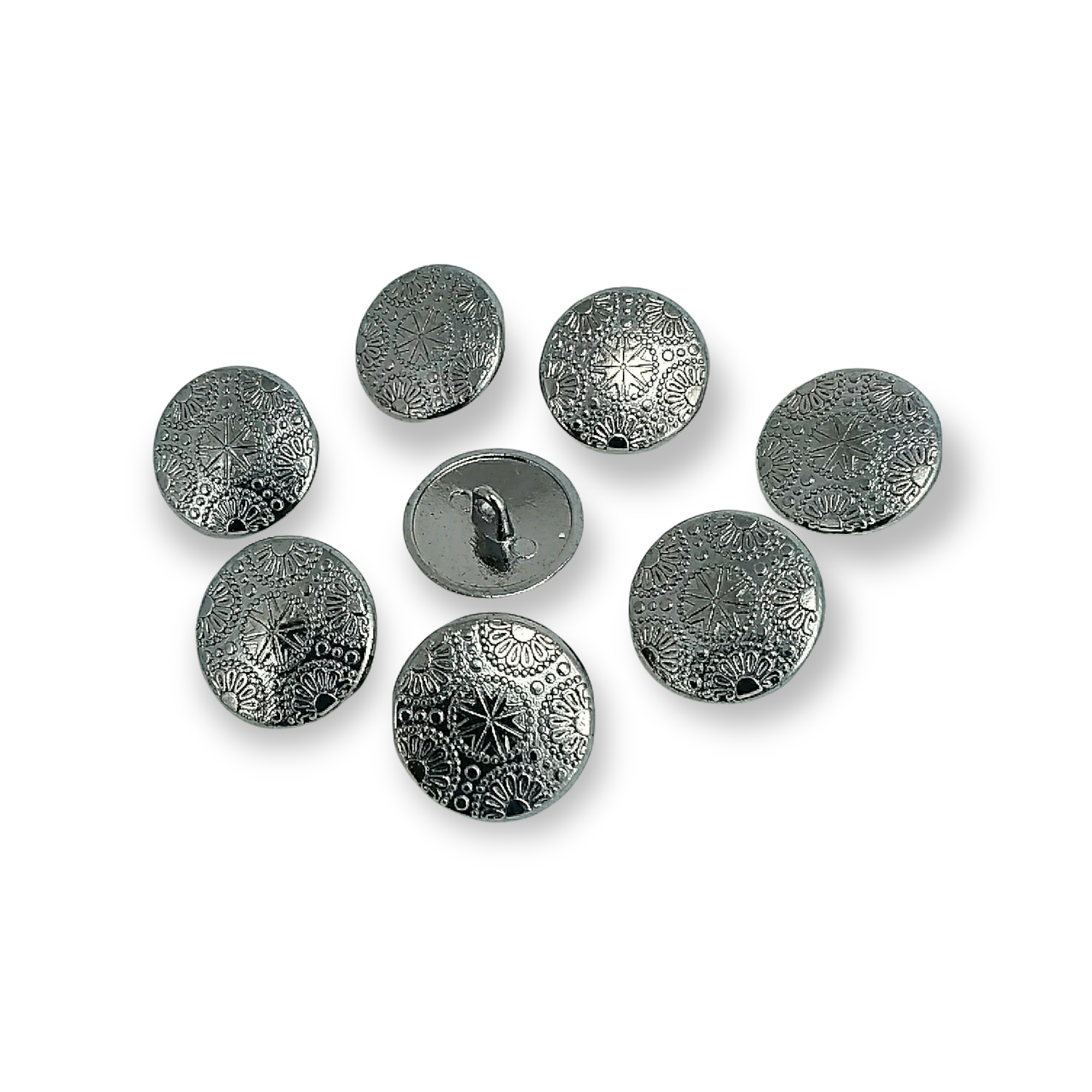 Motif Patterned Metal Shank Button 20 mm - 32 L E 115 Motif Patterned Metal Shank Button 20 mm - 32 L E 115