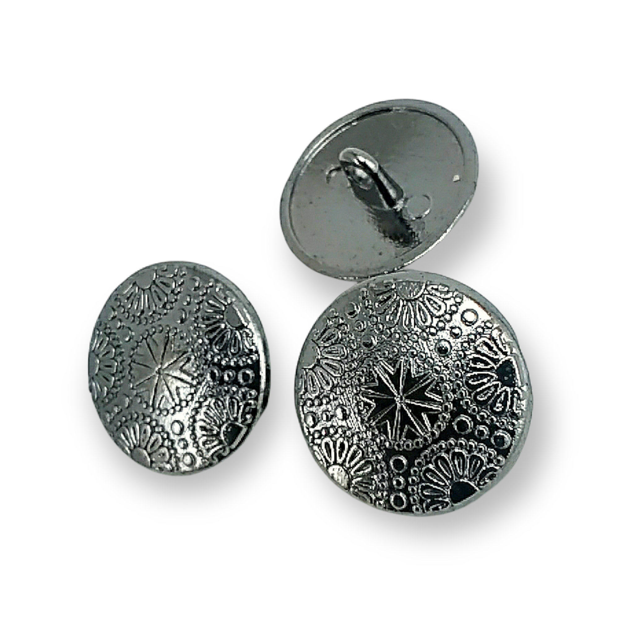 Motif Patterned Metal Shank Button 20 mm - 32 L E 115 Motif Patterned Metal Shank Button 20 mm - 32 L E 115