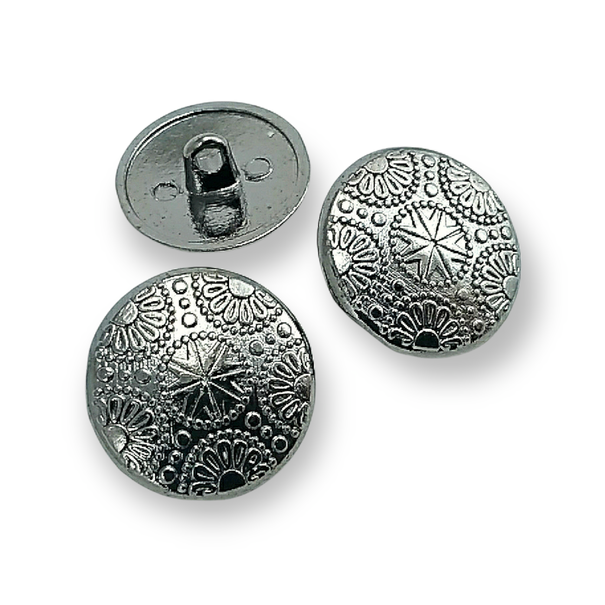 Motif Patterned Metal Shank Button 20 mm - 32 L E 115 Motif Patterned Metal Shank Button 20 mm - 32 L E 115